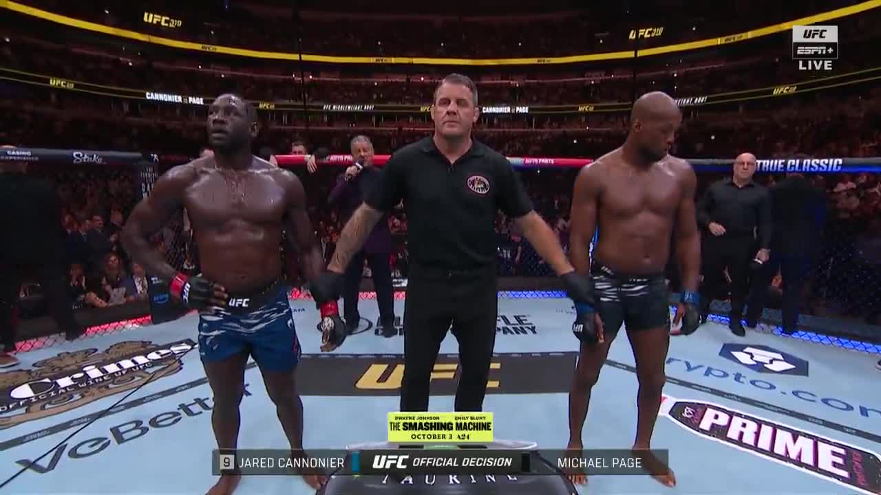 Michael Page defeats Jared Cannonier by unanimous decision at #UFC319 🔥   All the respect between these two fighters 🙌