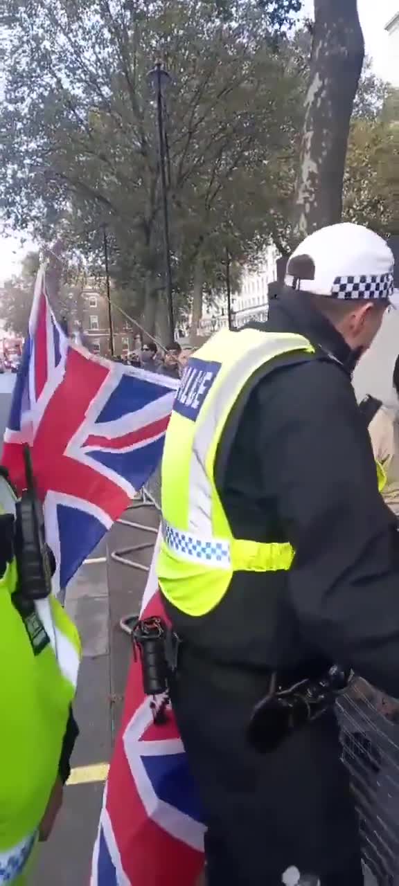 “They were flying Palestinian Flags on the Winston Churchill statue the other day & the Police didn’t do anything”  British War Veterans get a dressing down from Police for waving ...