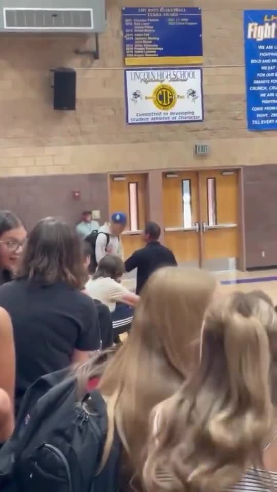 Kid fighting a teacher is wild work