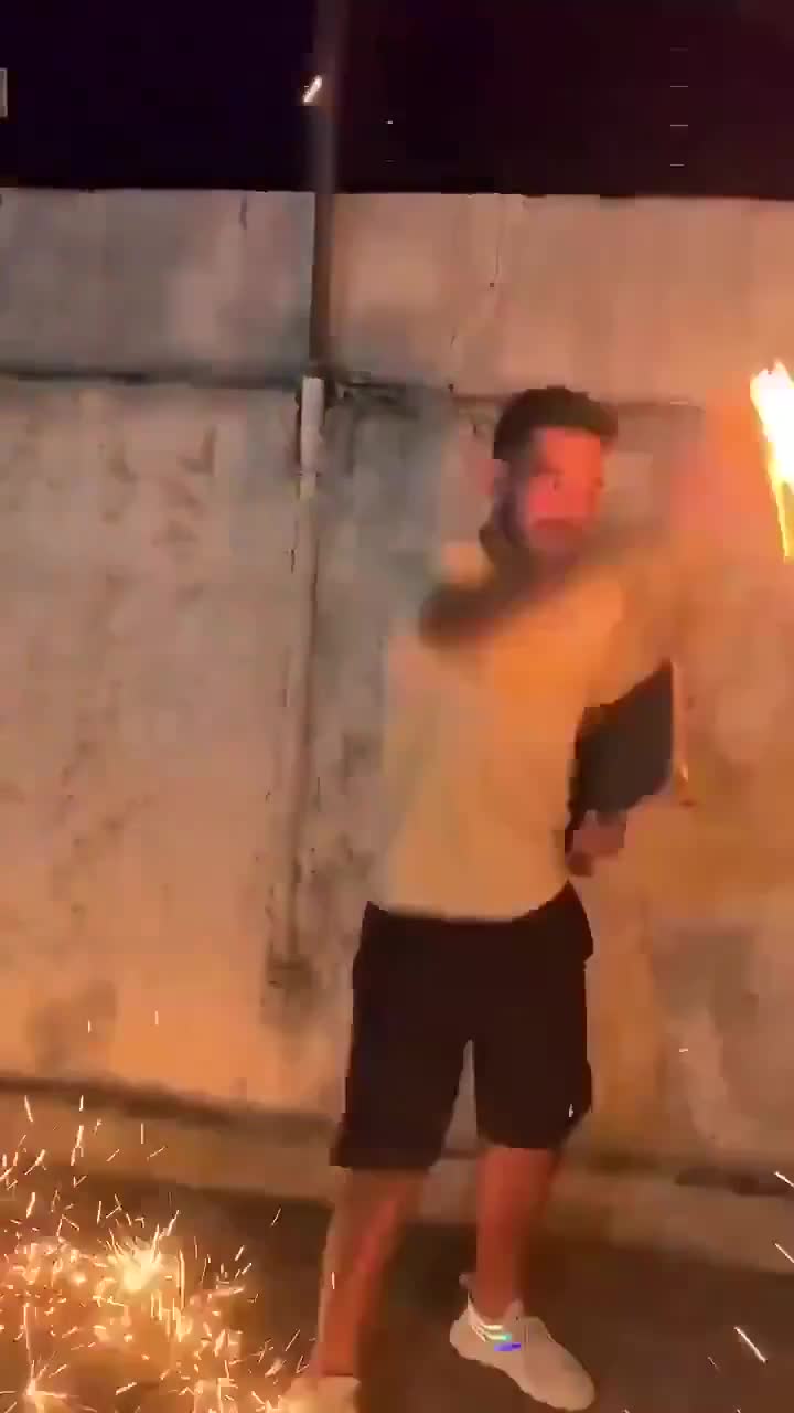Putting ignited steel wool under a skateboard