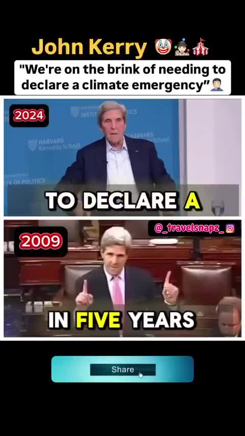 “So I think we’re on the brink of needing to declare a Climate Emergency & we really need to get people to behave”  John Kerry is one of the biggest Climate Grifters of all time.  ...