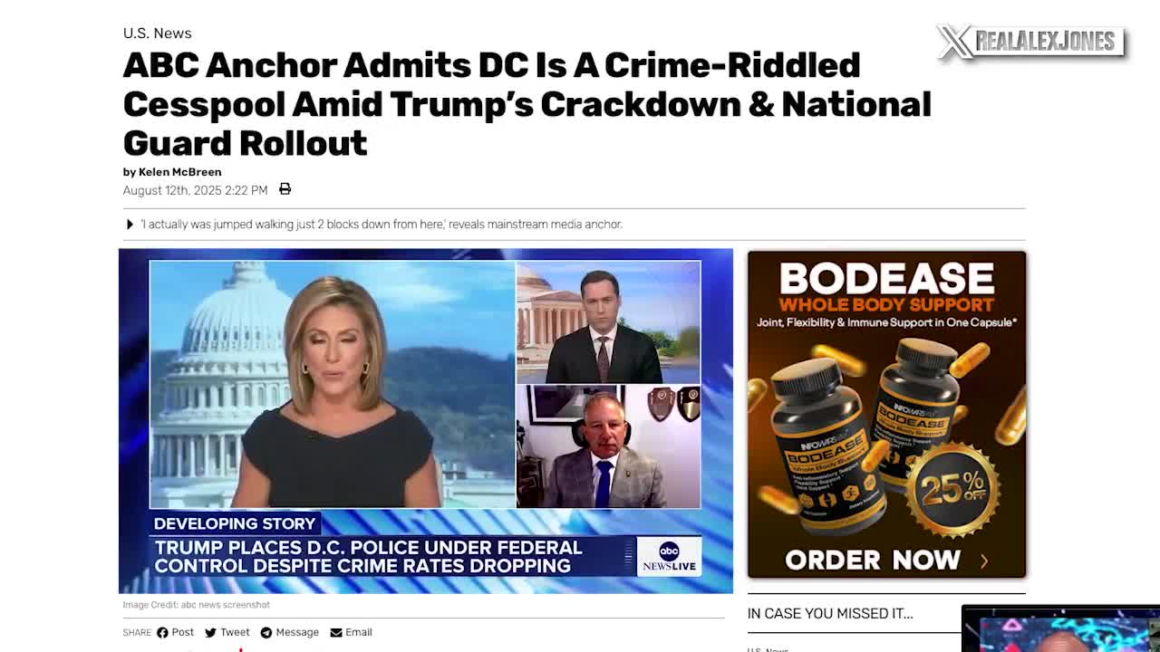 ABC Anchor Admits D.C. Is A Crime-Riddled Cesspool Amid Trump's Crackdown & National Guard Rollout  Plus Watch The D.C. Police Union Endorse President Trump's Plan After Soros Tied Their...