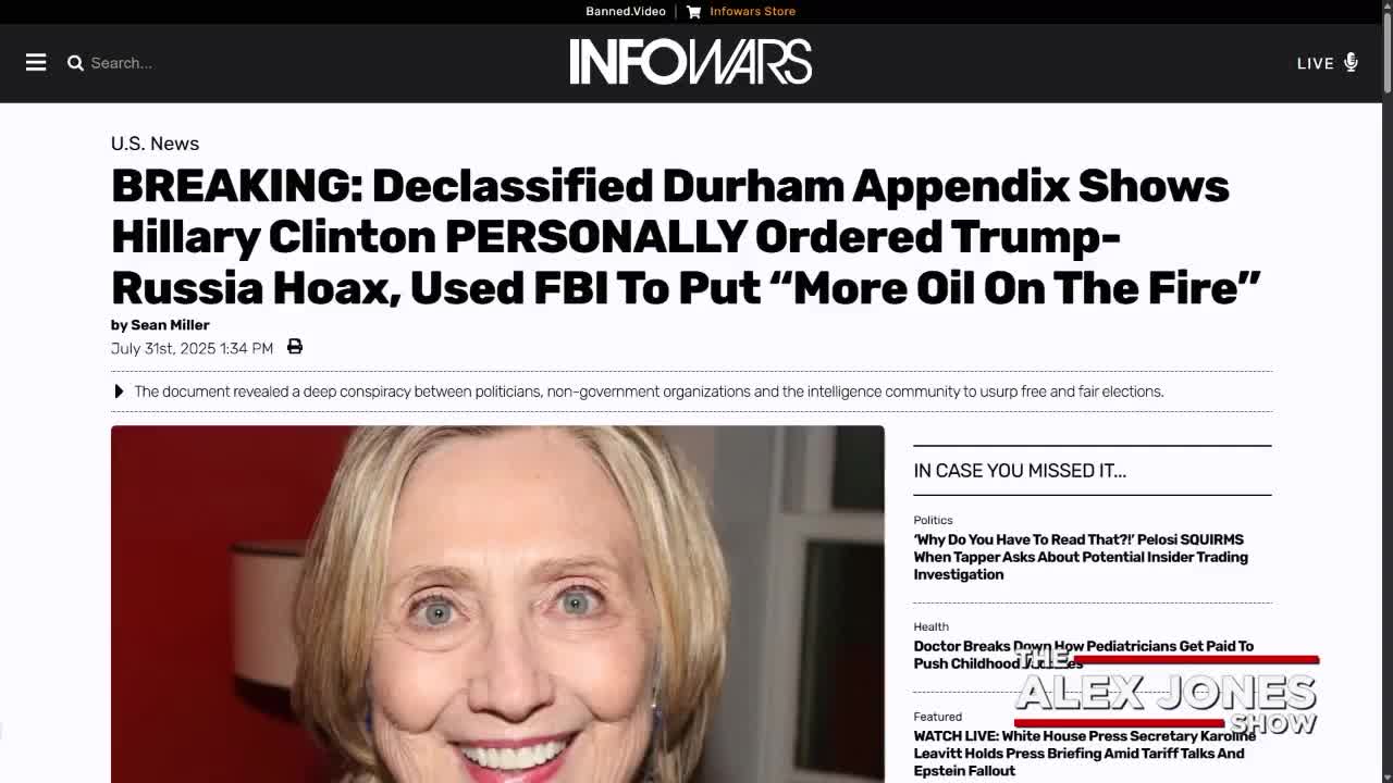 BREAKING: Declassified Durham Appendix Shows Hillary Clinton PERSONALLY Ordered Trump-Russia Hoax, Used FBI To Put “More Oil On The Fire”