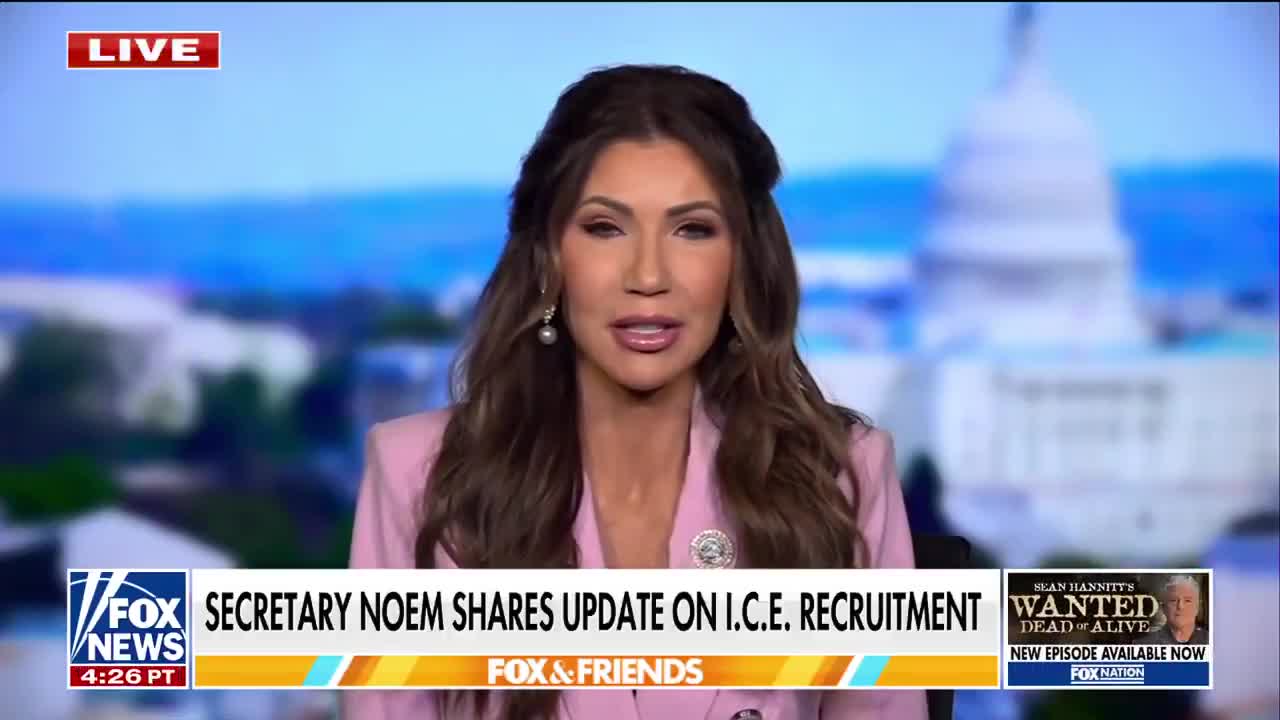 DHS Secretary Kristi Noem reveals ICE has received 80,000 applicants for the agency’s 10,000 new officer positions