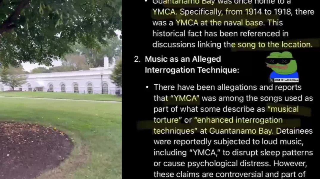 President Trump is blasting the new Rose Garden sound system with YMCA.  Did you know that GITMO was once home to YMCA?   The YMCA song was among the songs used as part of “musical Torture” at GITMO,