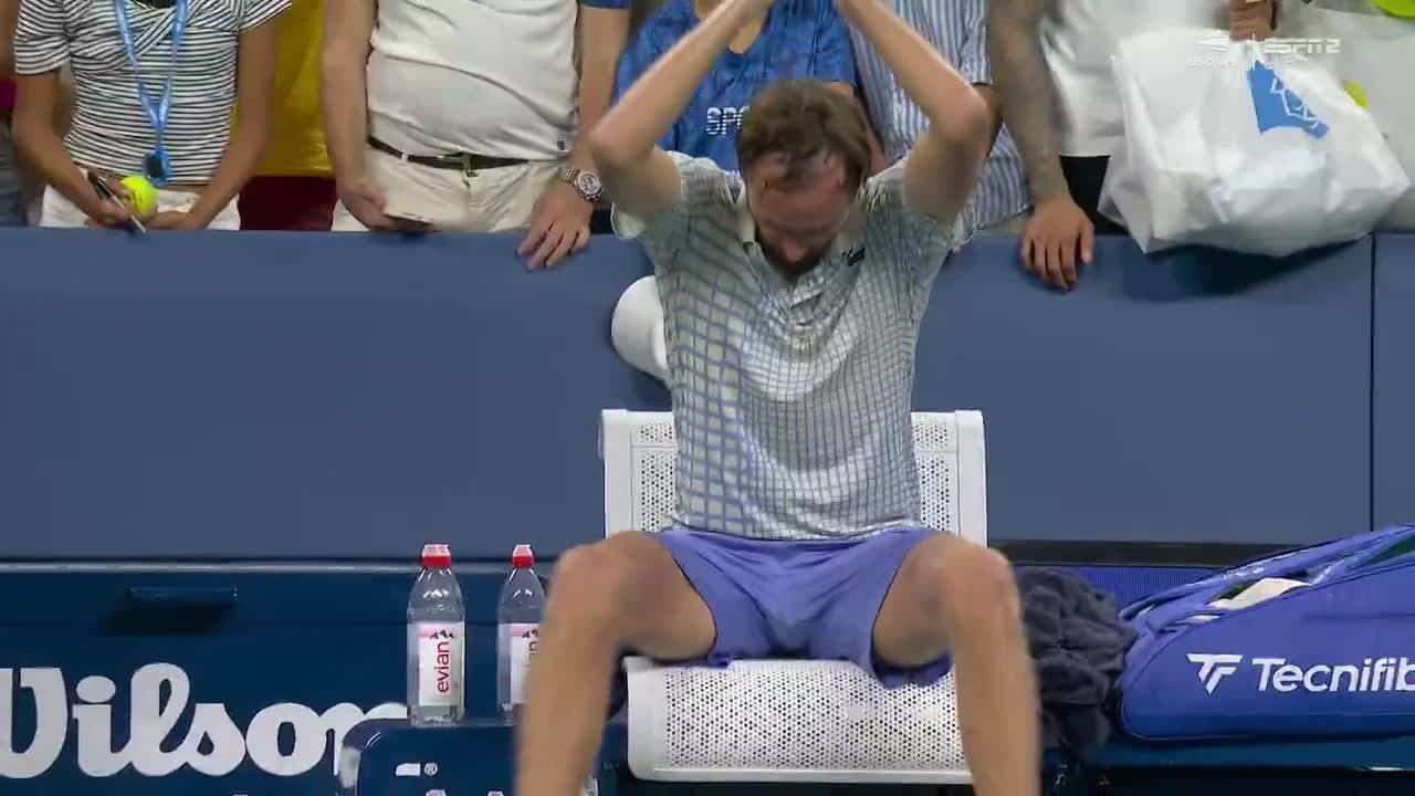 Daniil Medvedev smashed his racket after his first-round loss at the US Open.