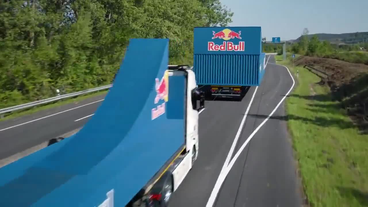 INSANE STUNT: RIDER BACKFLIPS BETWEEN TWO MOVING TRUCKS  Stunt rider Luke just pulled off a world first - jumping between two moving trucks and throwing a backflip over a highway sign. Yes, ...