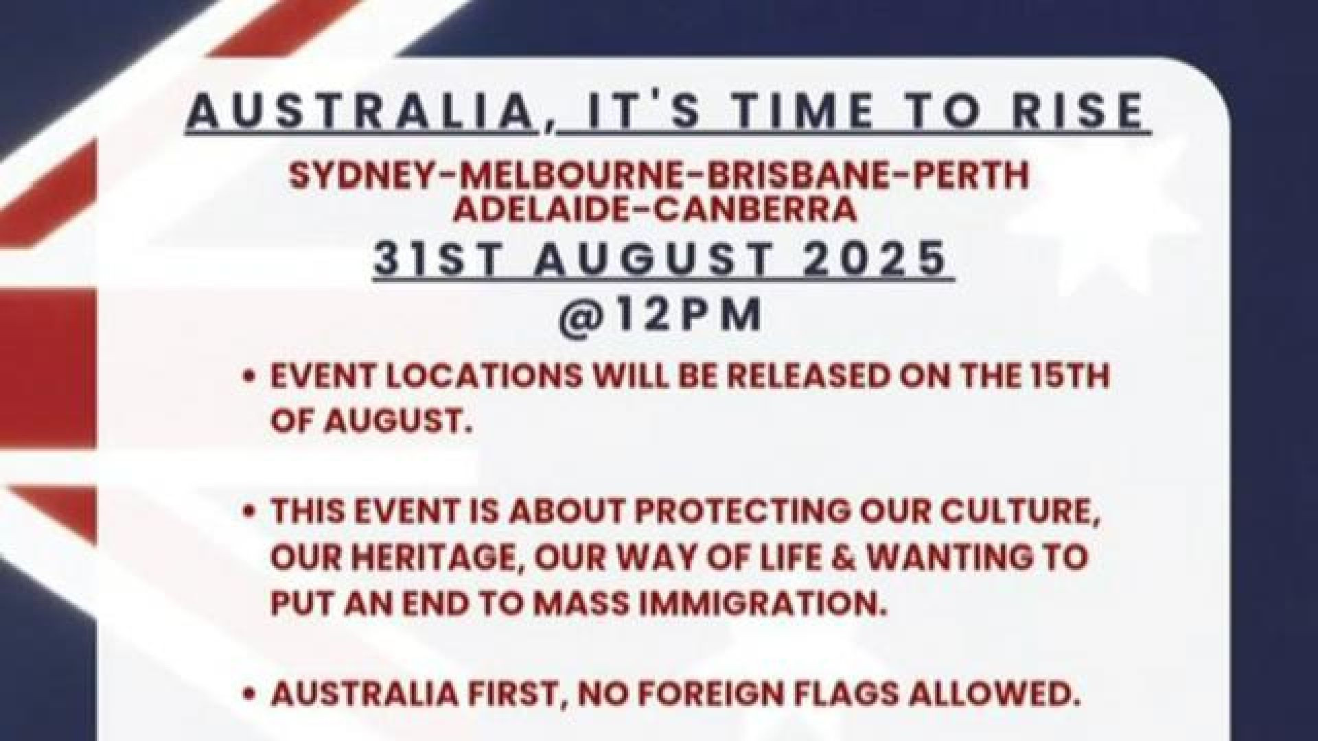 March For Australia - Begins August 31st