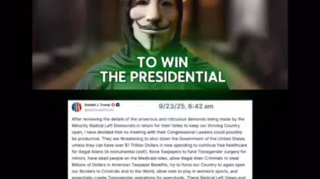 Anonymous Quotes President Trump President Trump rejects Democrat budget demands, warning they’re pushing $1T in new spending and threatening a shutdown. He says only common sense and protecting taxpa