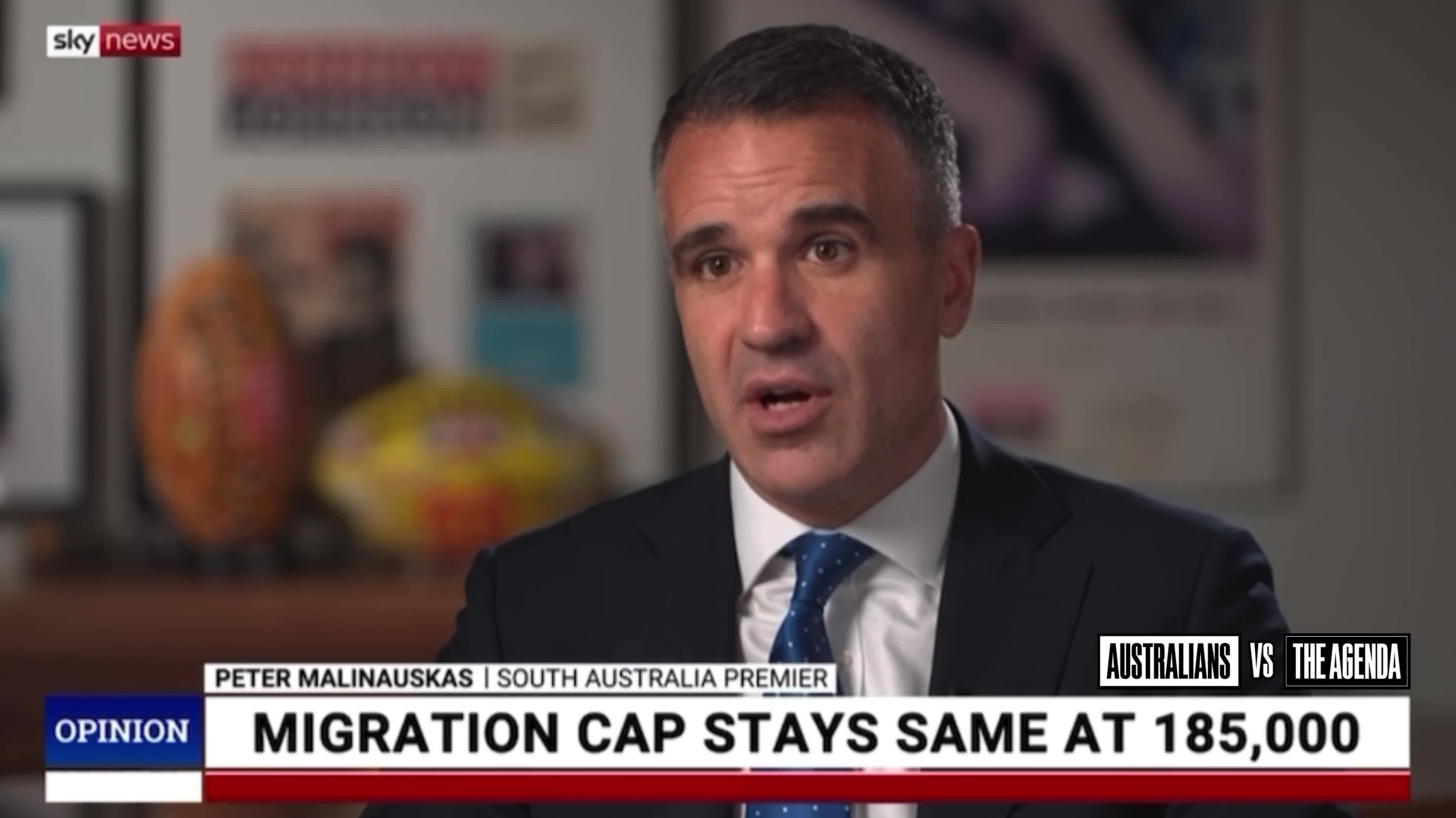 SA Premier Peter Malinauskas dismisses immigration concerns, claiming numbers are actually falling and that Australia’s housing crisis is a supply issue, not an immigration issue.