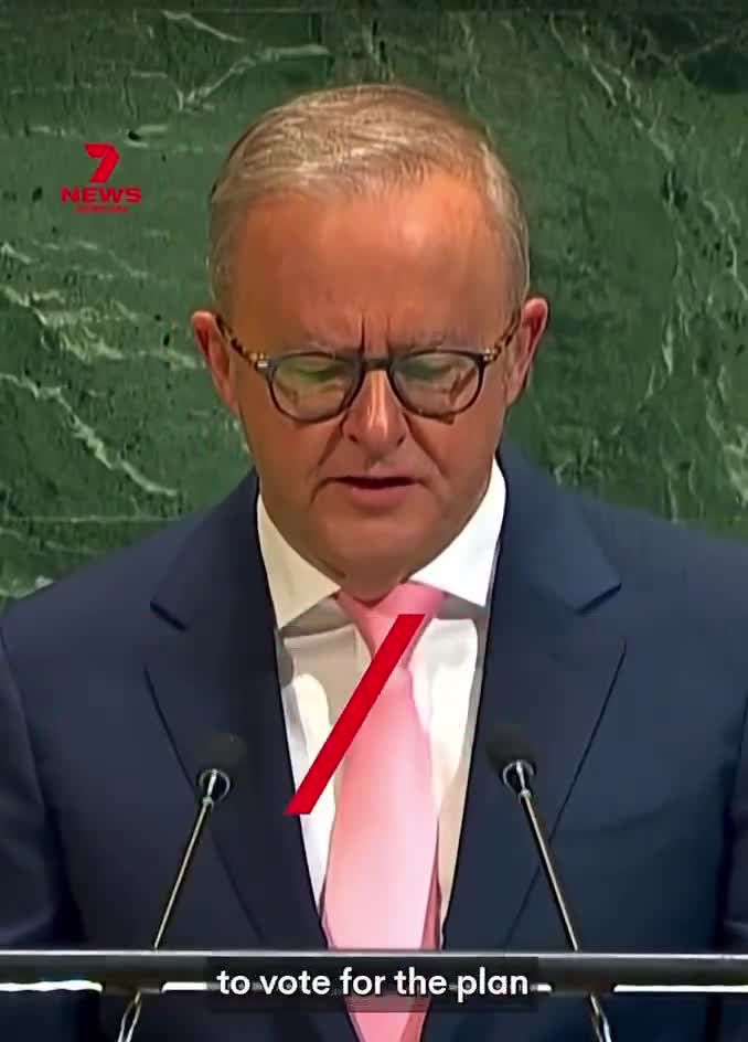 Prime Minister Anthony Albanese addresses UN conference on two-state solution  Albanese: In 1947, Australia was proud to be the first member of the the United Nations to vote for the plan th...