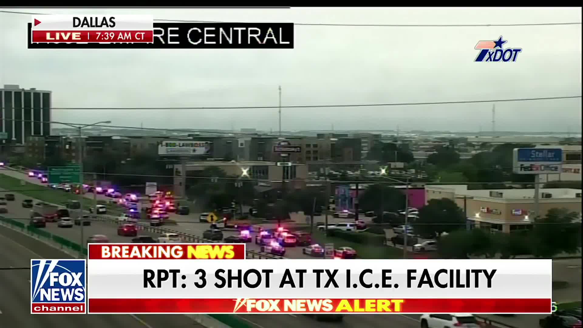BREAKING: Multiple fatalities and injuries reported after a sniper opened fire from a rooftop on an ICE Facility in Texas.