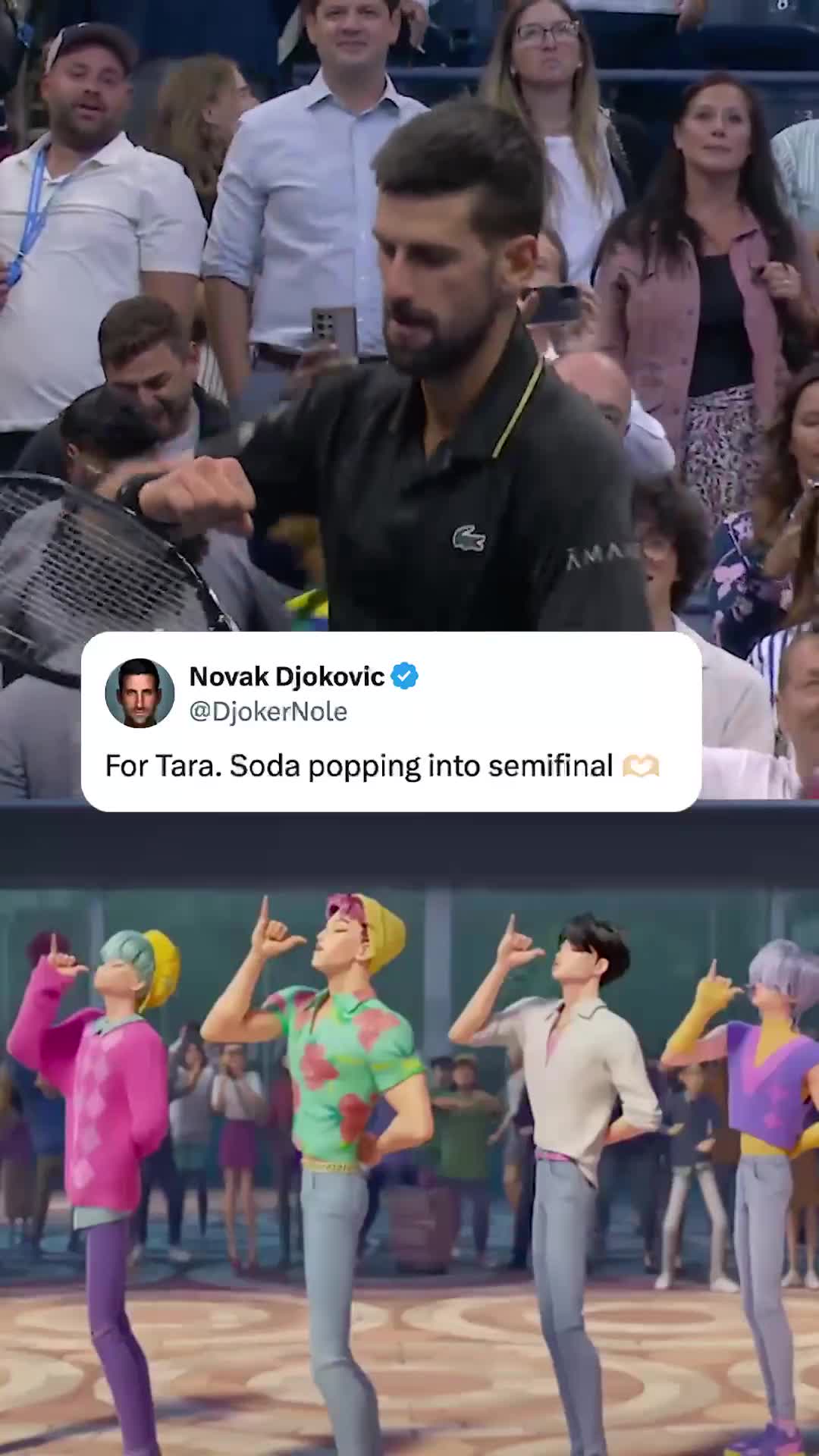Novak Djokovic dedicated his postmatch K-Pop Demon Hunters dance to his daughter Tara ❤️