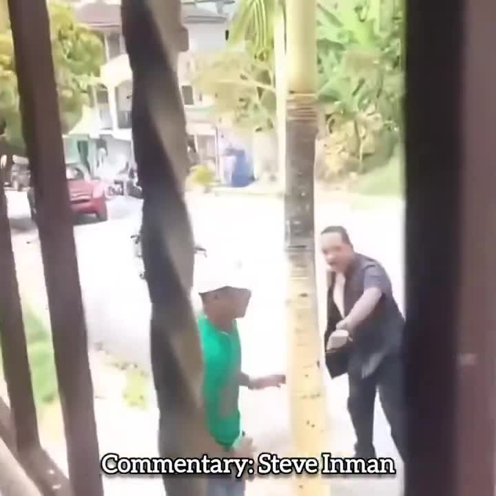 Man with a knife gets rocked.