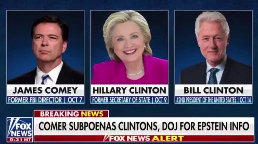 The acceleration is beginning….. James Comer has issued subpoenas in connection with the Epstein case. Those named include Hillary and Bill Clinton, Bill Barr, Eric Holder, Loretta Lynch, Merrick Garl