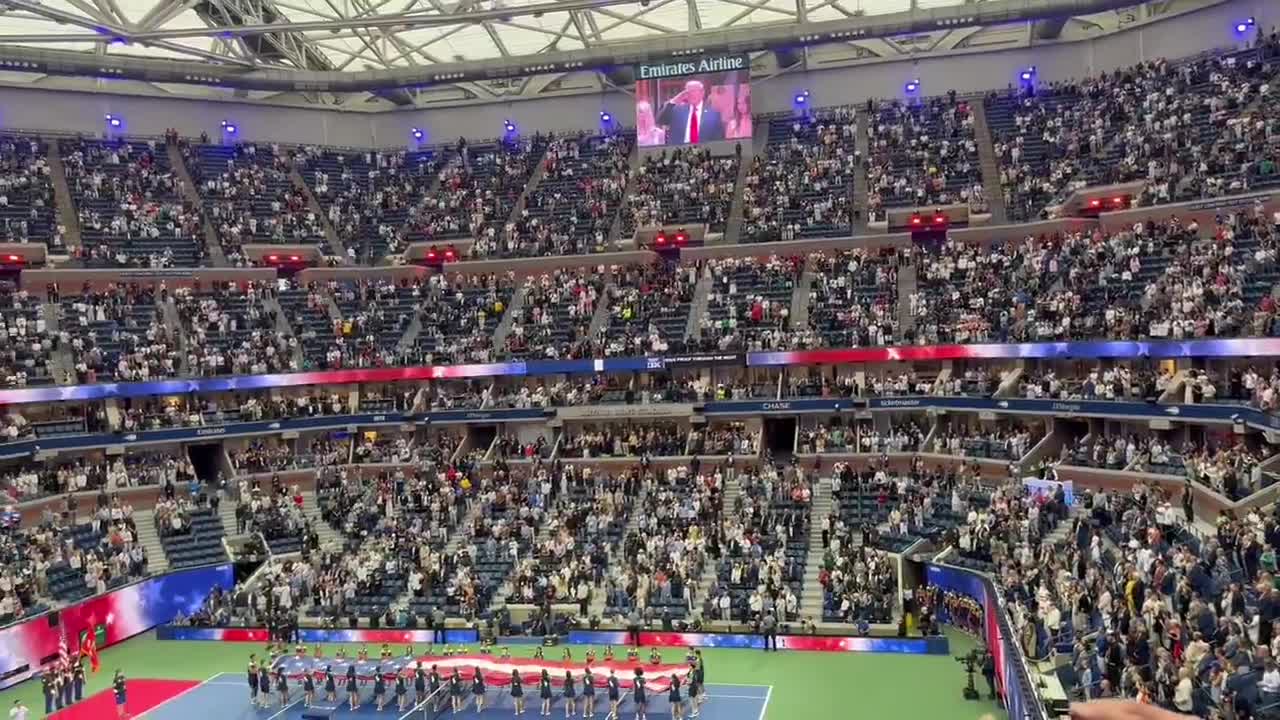 LOUD BOOS AS TRUMP IS SHOWN ON BIG SCREEN AT U.S. OPEN