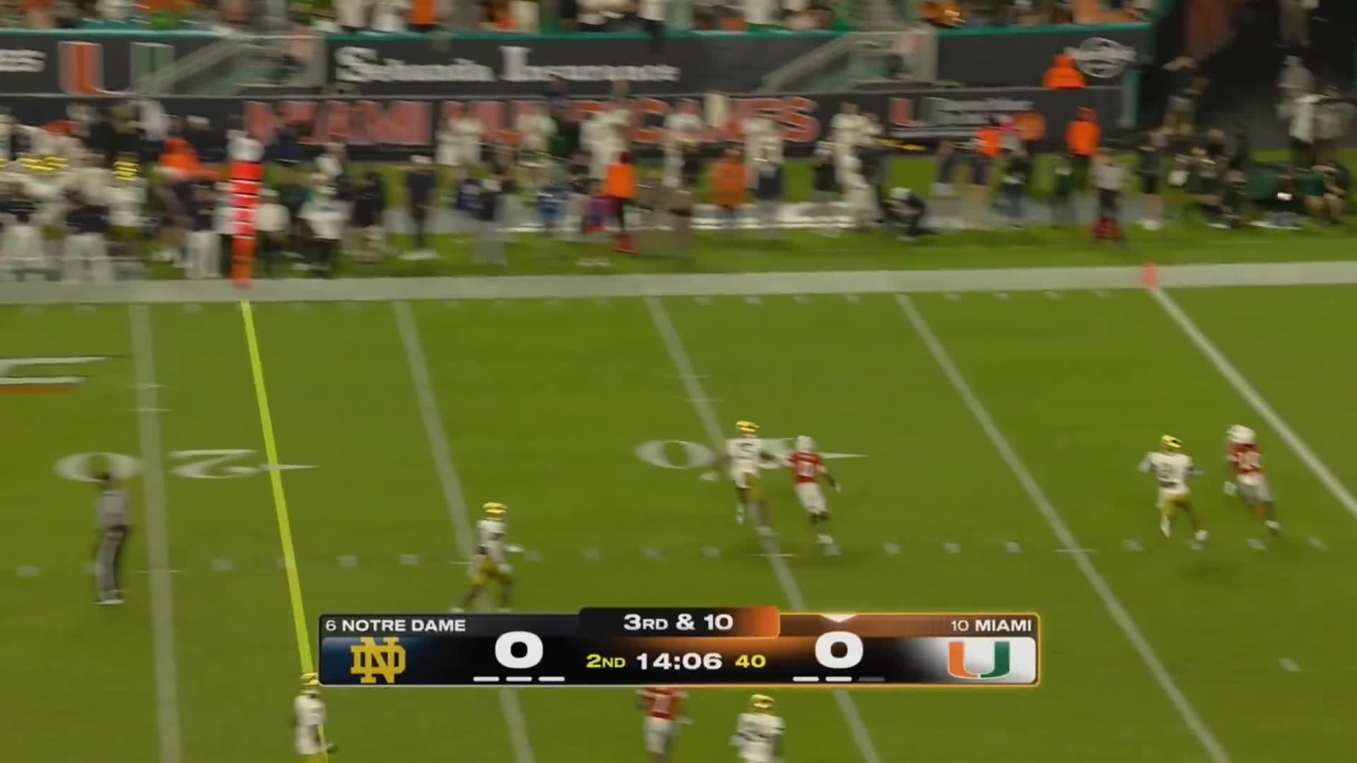 CARSON BECK TO MALACHI TONEY. THE CANES STRIKE FIRST 🔥  Watch Notre Dame-Miami on ABC and the ESPN App: