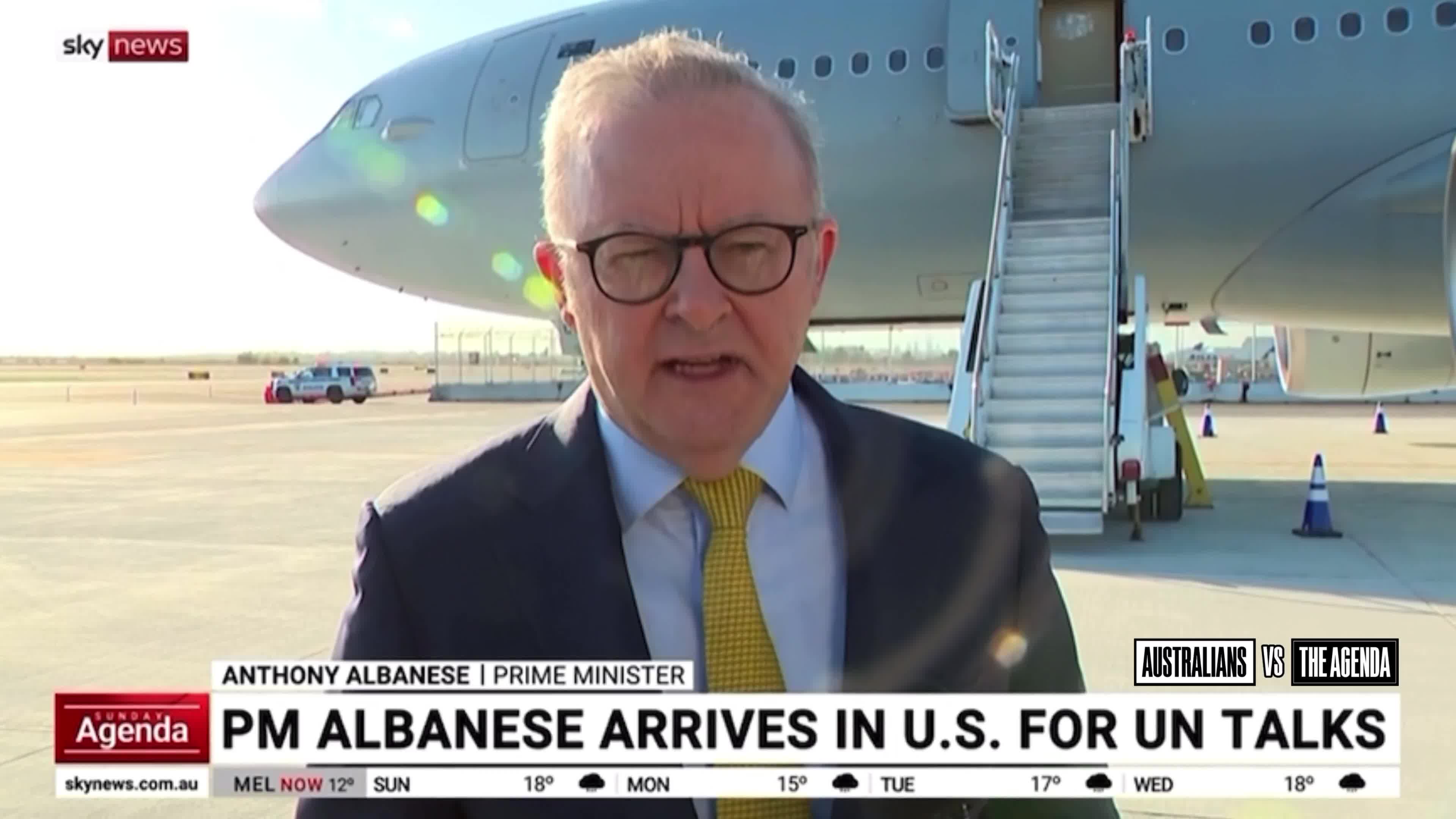 Prime Minister Anthony Albanese has touched down in New York for the UN General Assembly, and says he’s excited to brag about Australia’s under-16 social media ban to his fellow world le...