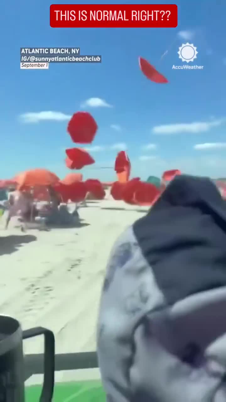 When you want a relaxing day at the beach but half your family gets taken out by Beach Umbrellas.