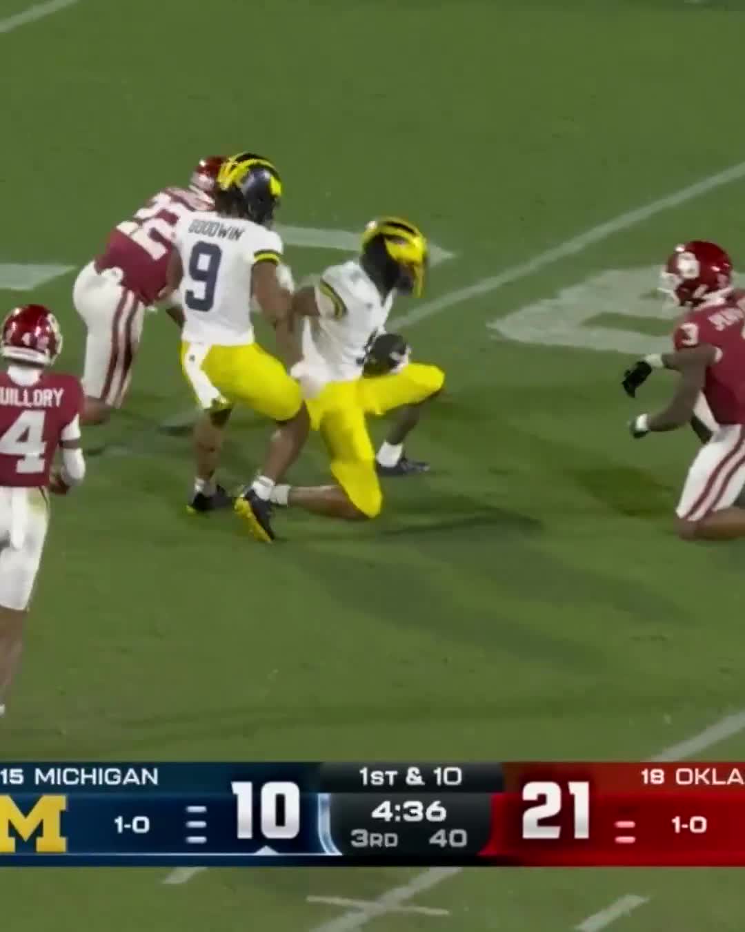 THE LEVEL OF CONCENTRATION FROM DONAVEN MCCULLEY 🔥   Watch the rest of Michigan-Oklahoma on ABC and the ESPN App 👀
