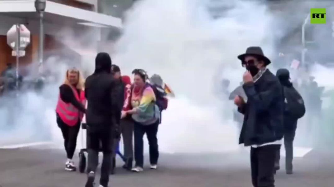 Pentagon BLACK HAWKS shake Portland  Cursing protestors wheel elderly man on walker through smoke bombs