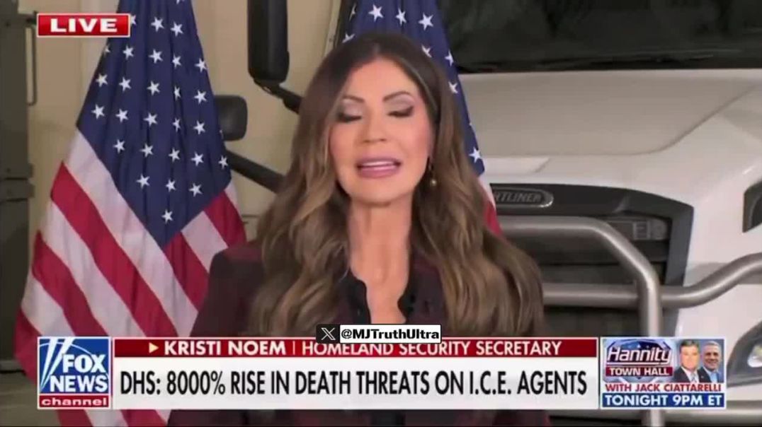 Kristi Noem:  There is a 8,000% Increase in Death Threats against ICE Agents  Democrats are insane…