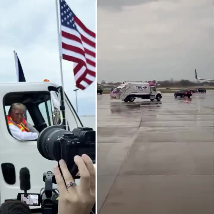 1 year ago, Trump pulled up to his rally in a garbage truck