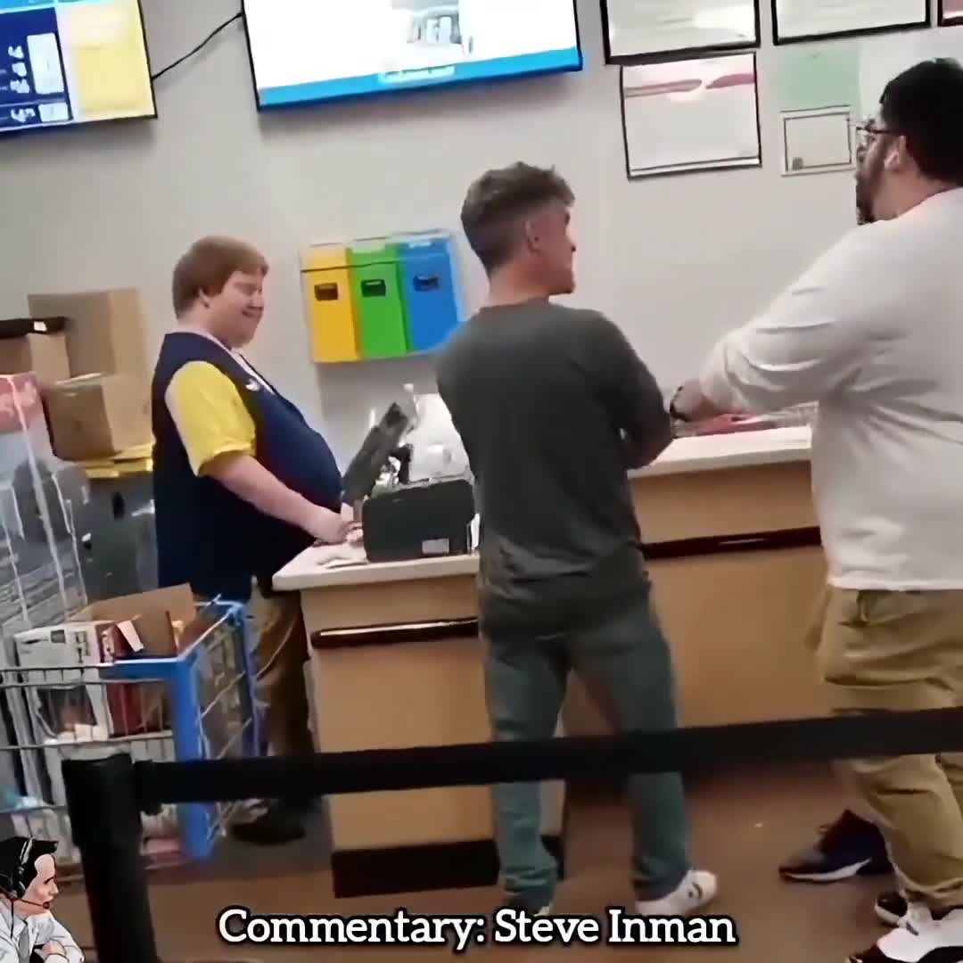 Aggressive customer gets checked out and put on layaway.