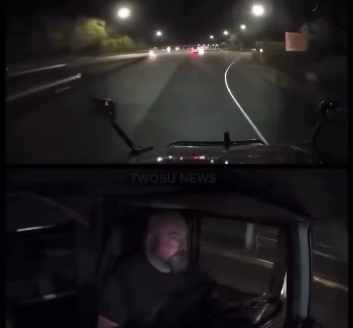 A truck driver was caught driving a massive rig on the WRONG SIDE of the highway 😬