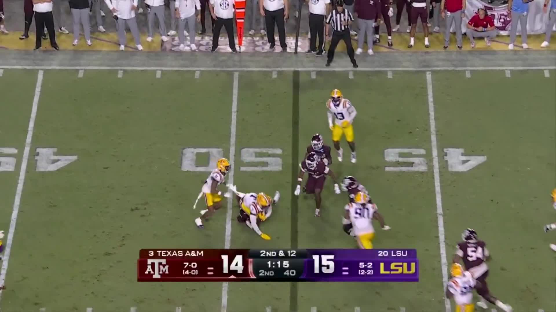 MARCEL REED THROWS HIS SECOND INT OF THE GAME 😬   ➡️ Watch Texas A&M-LSU on ABC and the ESPN App