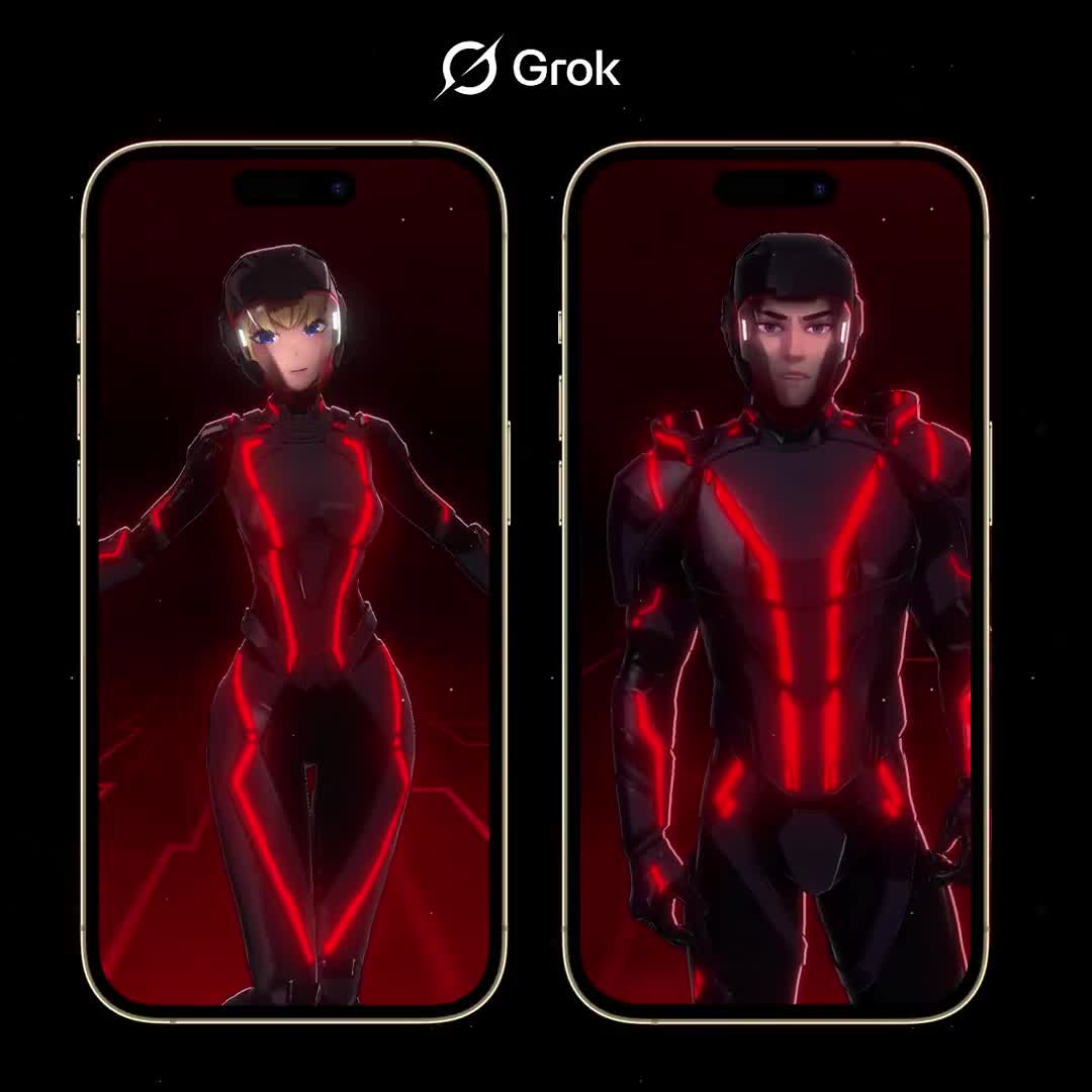 Grok companions just got cool new outfits - pure sci-fi vibes    Ani Tron + Valentine Tron
