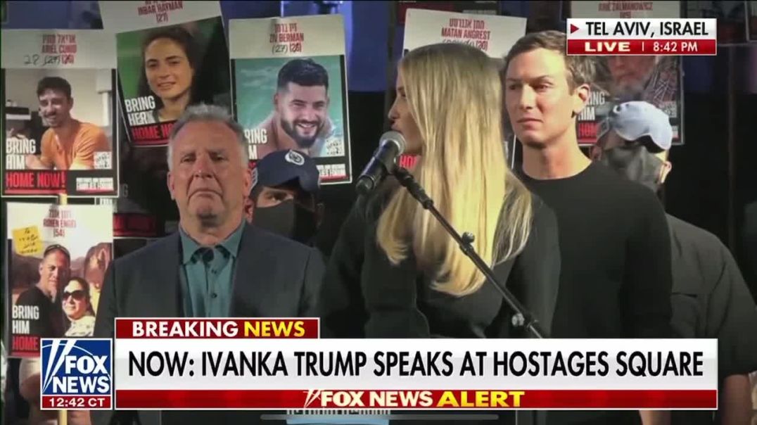 By contrast as Netanyahu is booed, 100,000 chant “THANK YOU TRUMP” as Ivanka Trump delivers remarks to Hostages Square in Tel Aviv.
