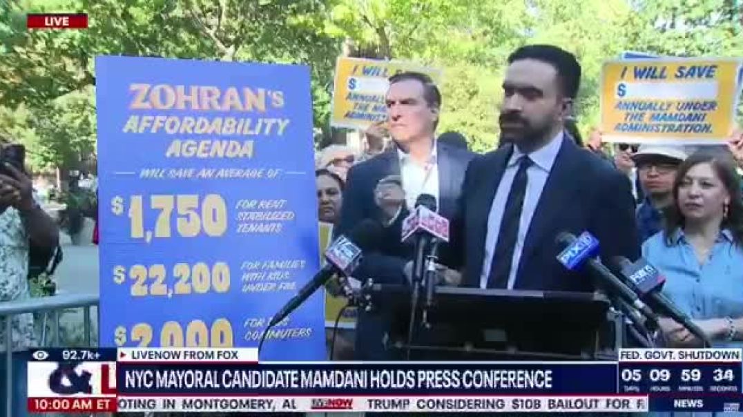 Zohran Mamdani:  Free Rent, Free Childcare, Free Buses… for everyone. Free, Free, Free..