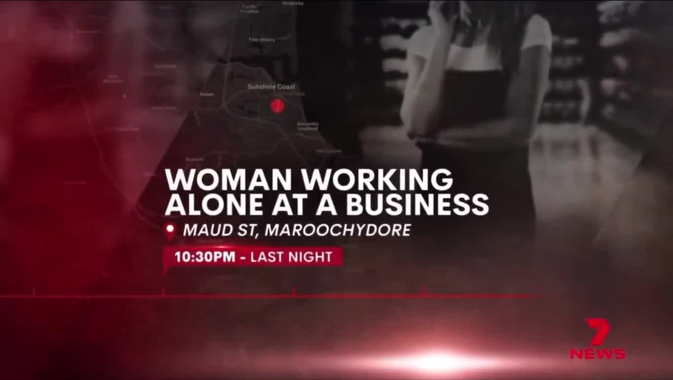 A woman working alone at a business in Maroochydore has been raped, tied up, then driven around for hours in her own vehicle
