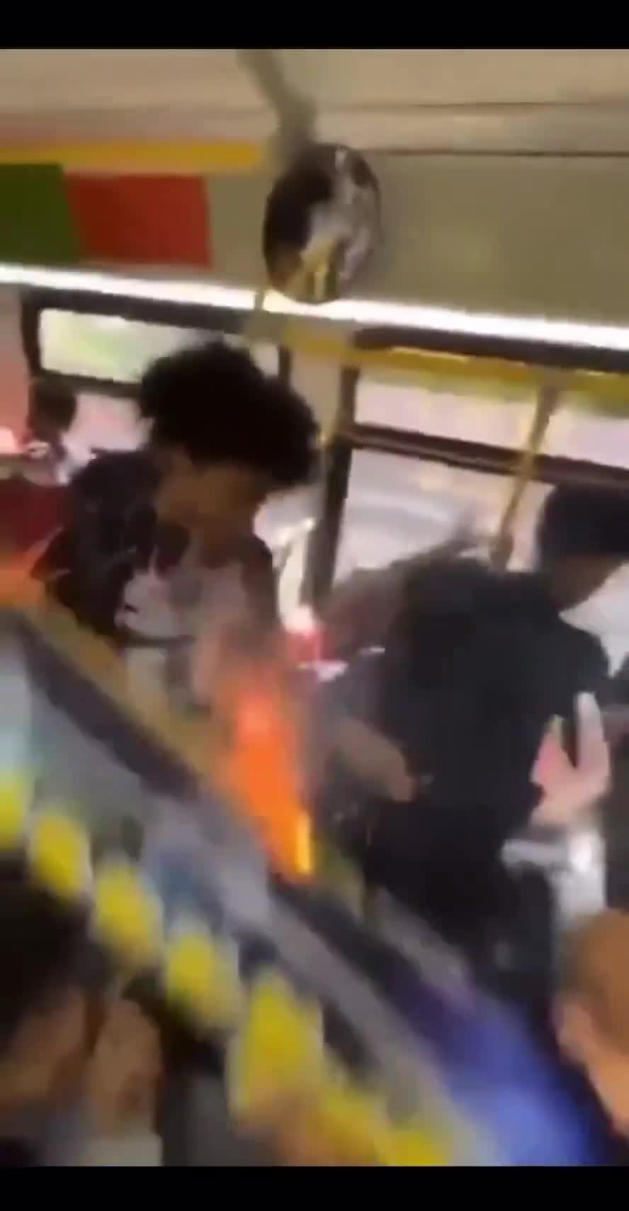 Dumbass kids lighting off fireworks on the city bus