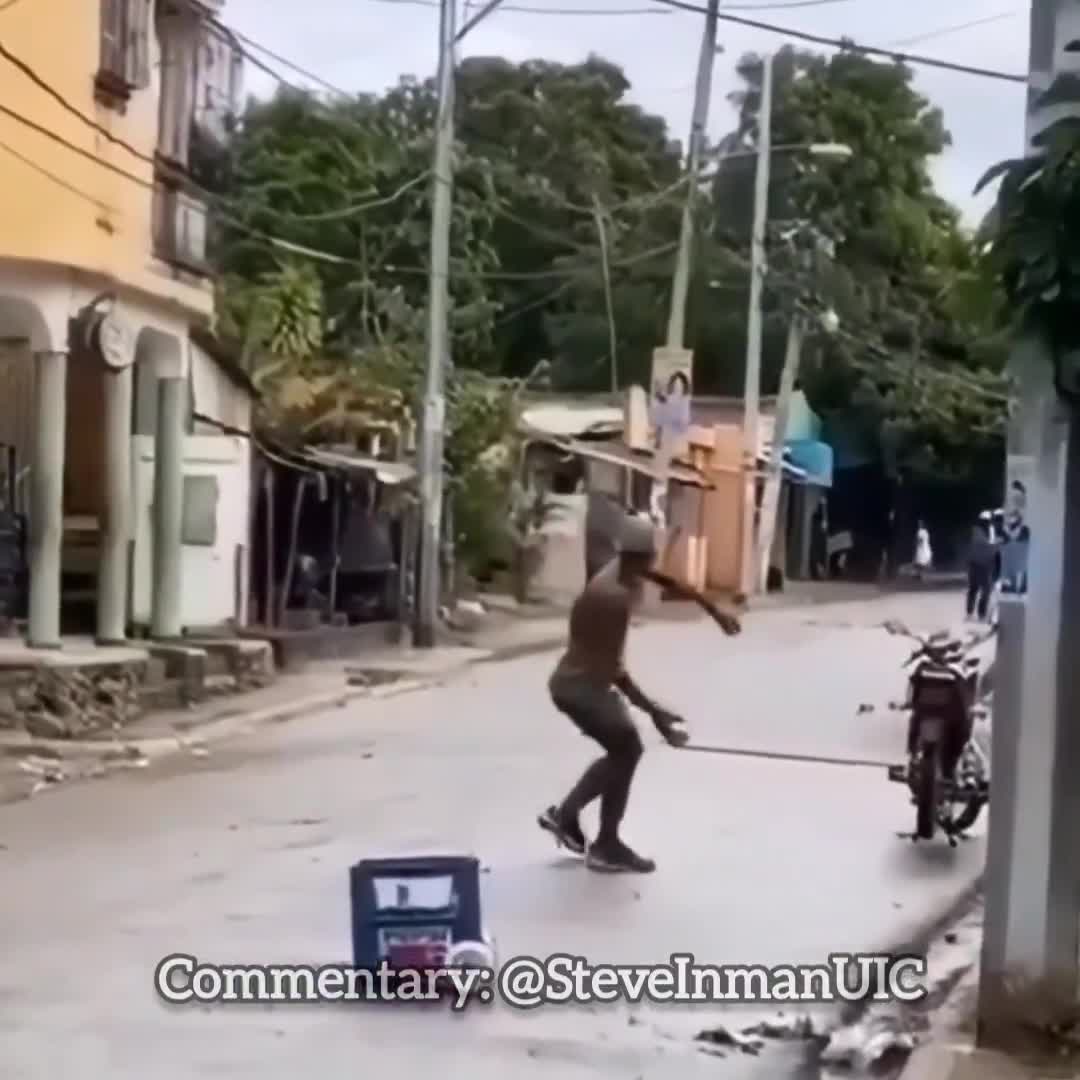 Crackhead throwing rocks gets beaten with the ugly stick.