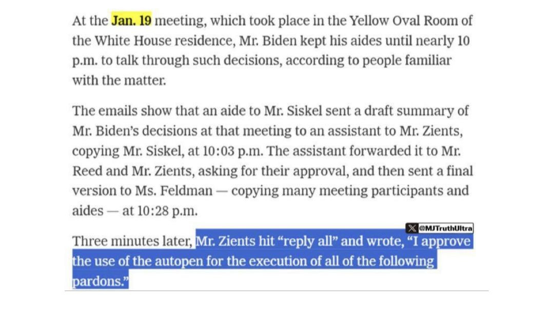 Now that President Trump has declared all of Joe Biden’s AUTOPEN orders is Null and Void, that also means Pardons…