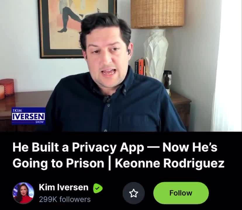 The US government is putting Samourai dev Keonne Rodriguez in prison for the crime of a knowing criminals COULD use the software he wrote.