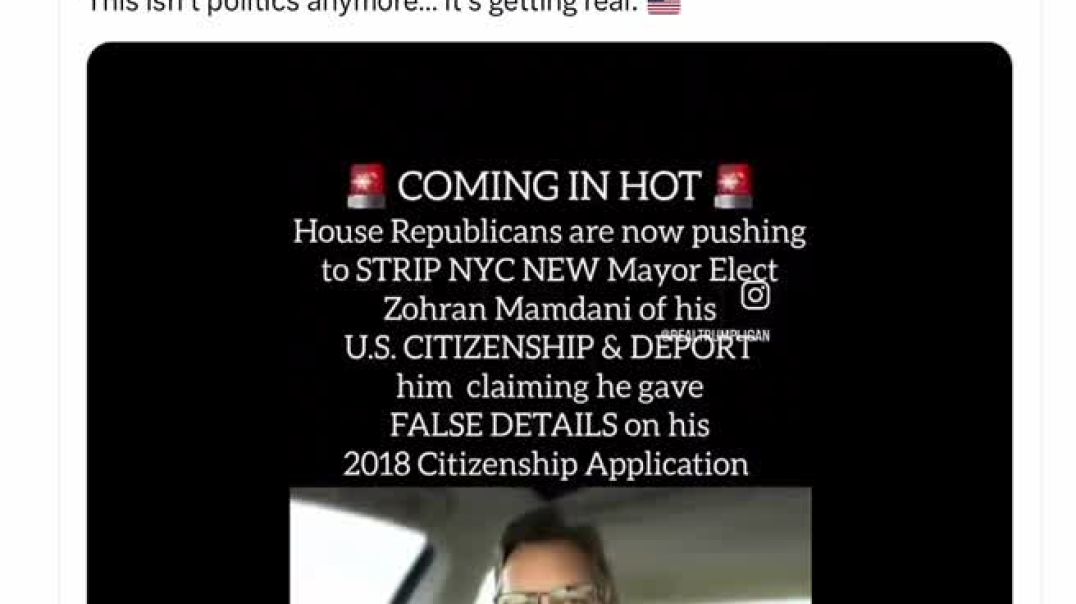 🚨Wow — it’s actually happening.  House Republicans have just moved to strip Zohran Mamdani of his U.S. citizenship, and Rep. Andy Ogles says he wants him deported next.
