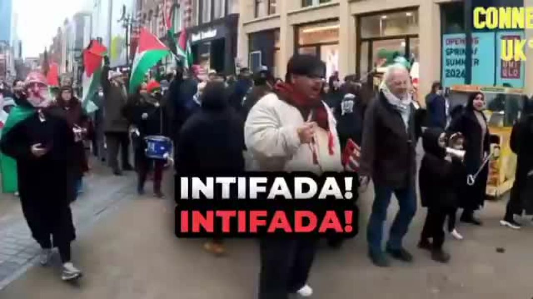 LEEDS, UK — TODAY A pro-terror rally took to the streets to scream “GLOBALIZE THE INTIFADA!”  While the British police just stood there.