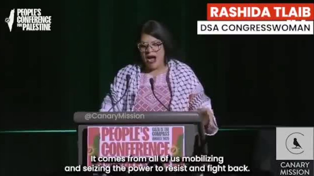 Rep. Rashida Tlaib calls for Hamas supporters to mobilize and take over America. — "Look at this room, motherf*ckers, we are not going anywhere!"