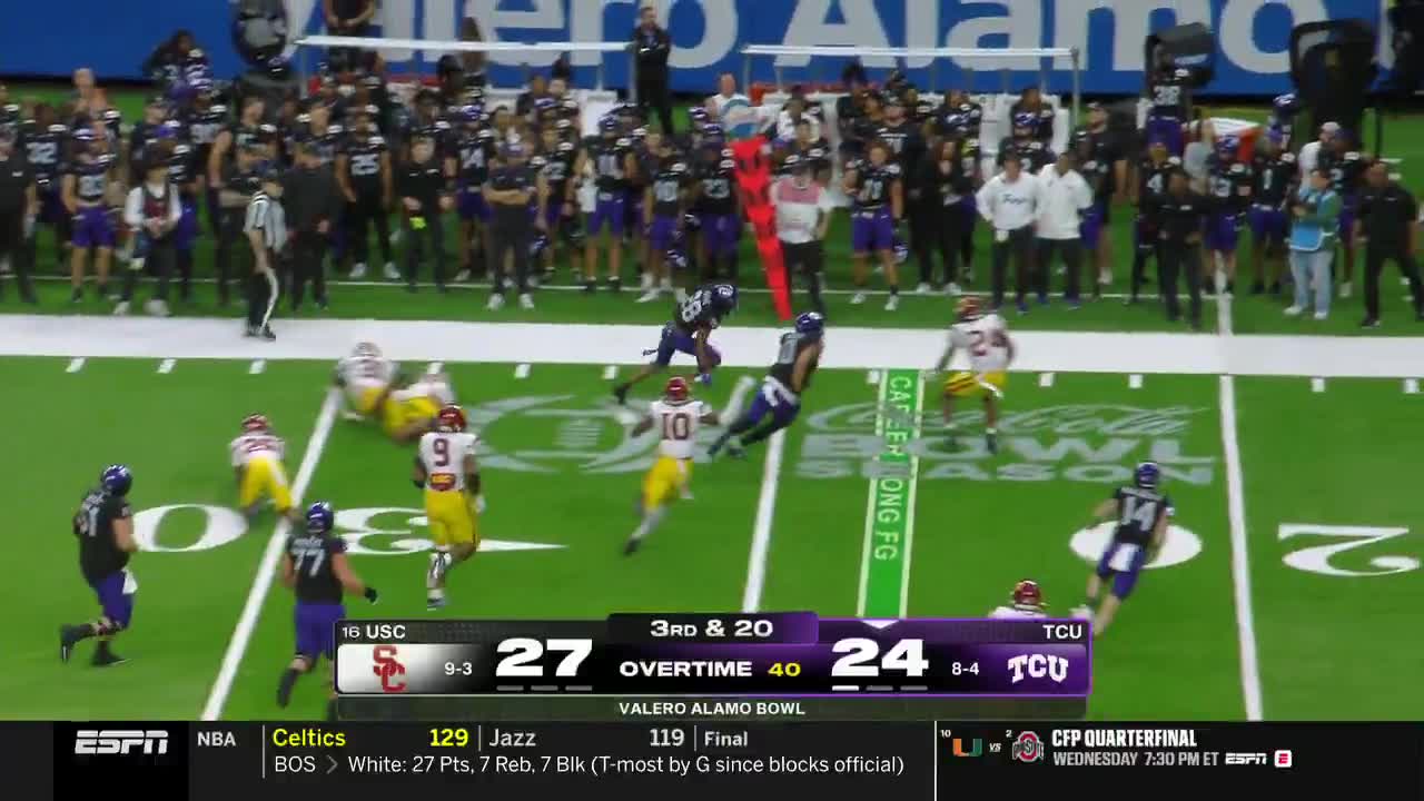 "THE GAME IS NOT OVER ... The game is over." 😅  TCU TIPTOES ITS WAY TO A WIN IN THE VALERO ALAMO BOWL 🔥