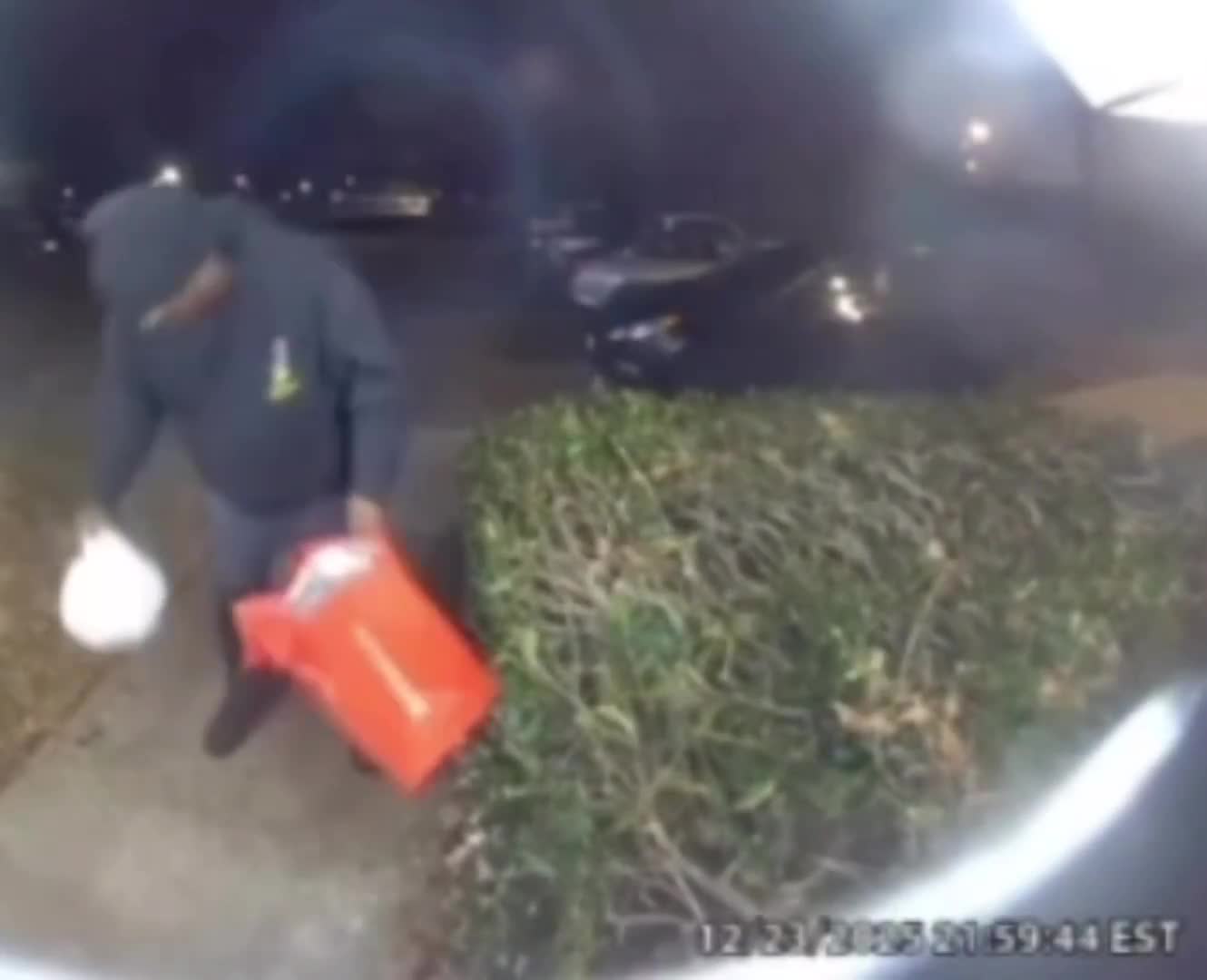 DoorDash delivery guy drops off food, pulls it back with string and s...