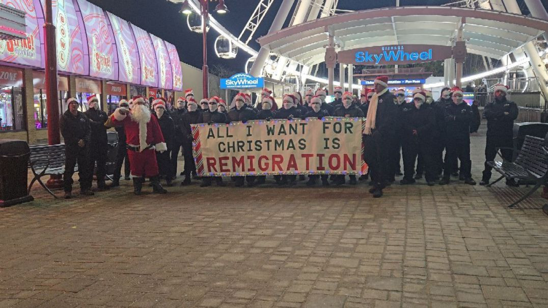 Activists from men's nationalist group Second Sons Canada have held a demonstration at immigration flashpoint Niagara Falls with a banner reading: "All I want for Christmas is remigration.&q