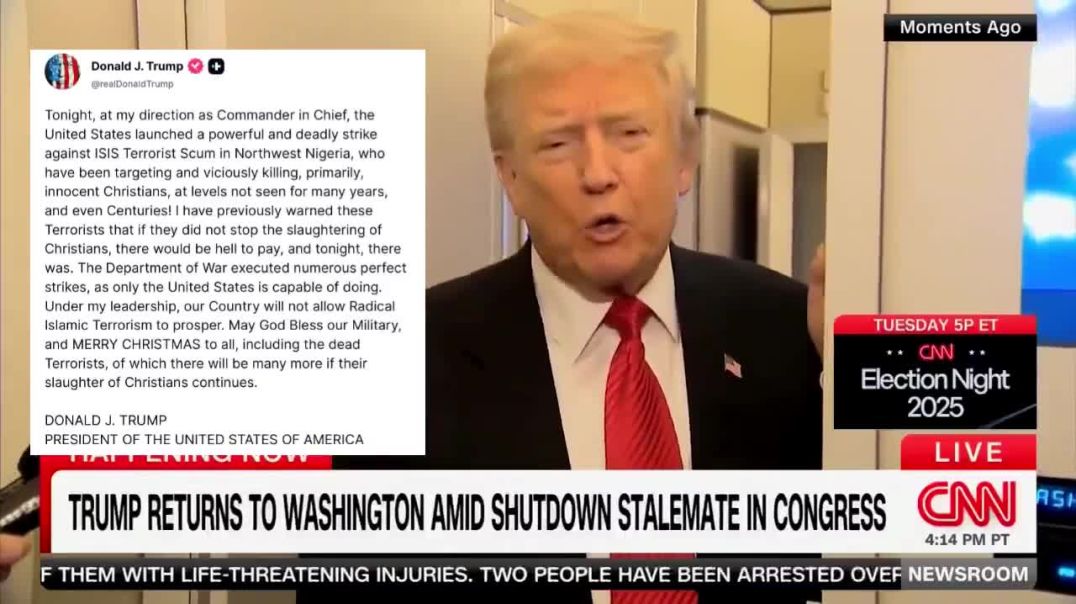 🚨 MUSLIMS IN NIGERIA: *Slaughter Christians*  TRUMP ON CHRISTMAS DAY: *Slaughters Muslim terrorists in Nigeria*