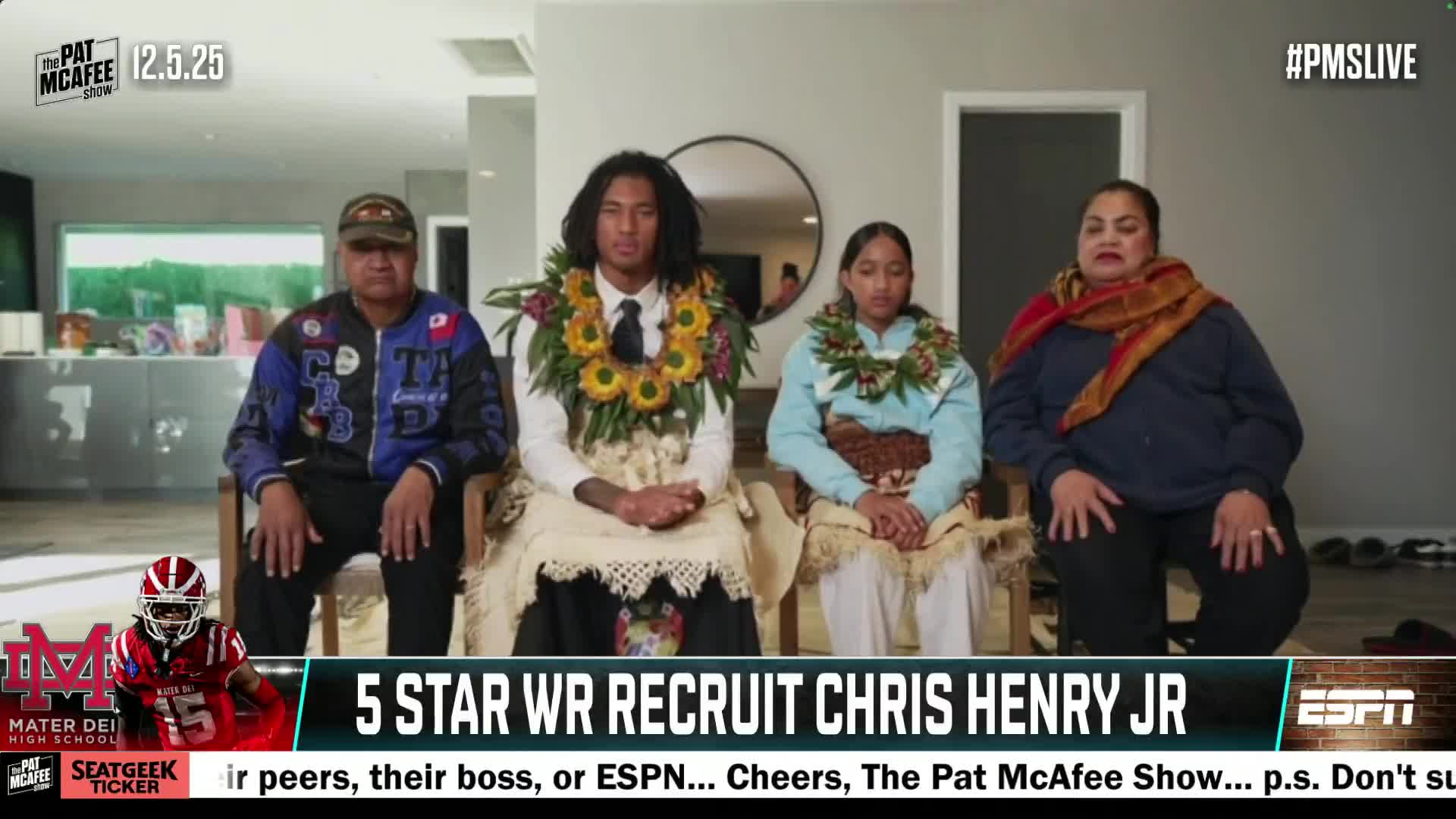 The moment Chris Henry Jr. announced he's signing with Buckeyes on the @PatMcAfeeShow 🌰 🏆   @SCNext