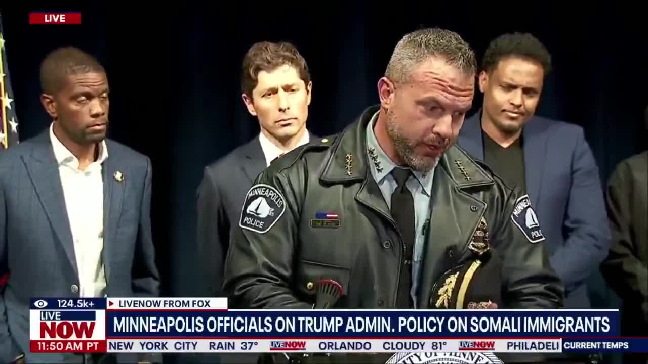 Minneapolis Police Chief Brian O'Hara says that Somalians should call 911 if ICE shows up wearing masks to make arrests.  He says police will 