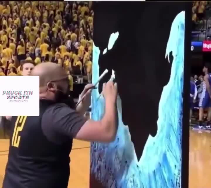 This man sung the national anthem perfectly while painting a surprise...