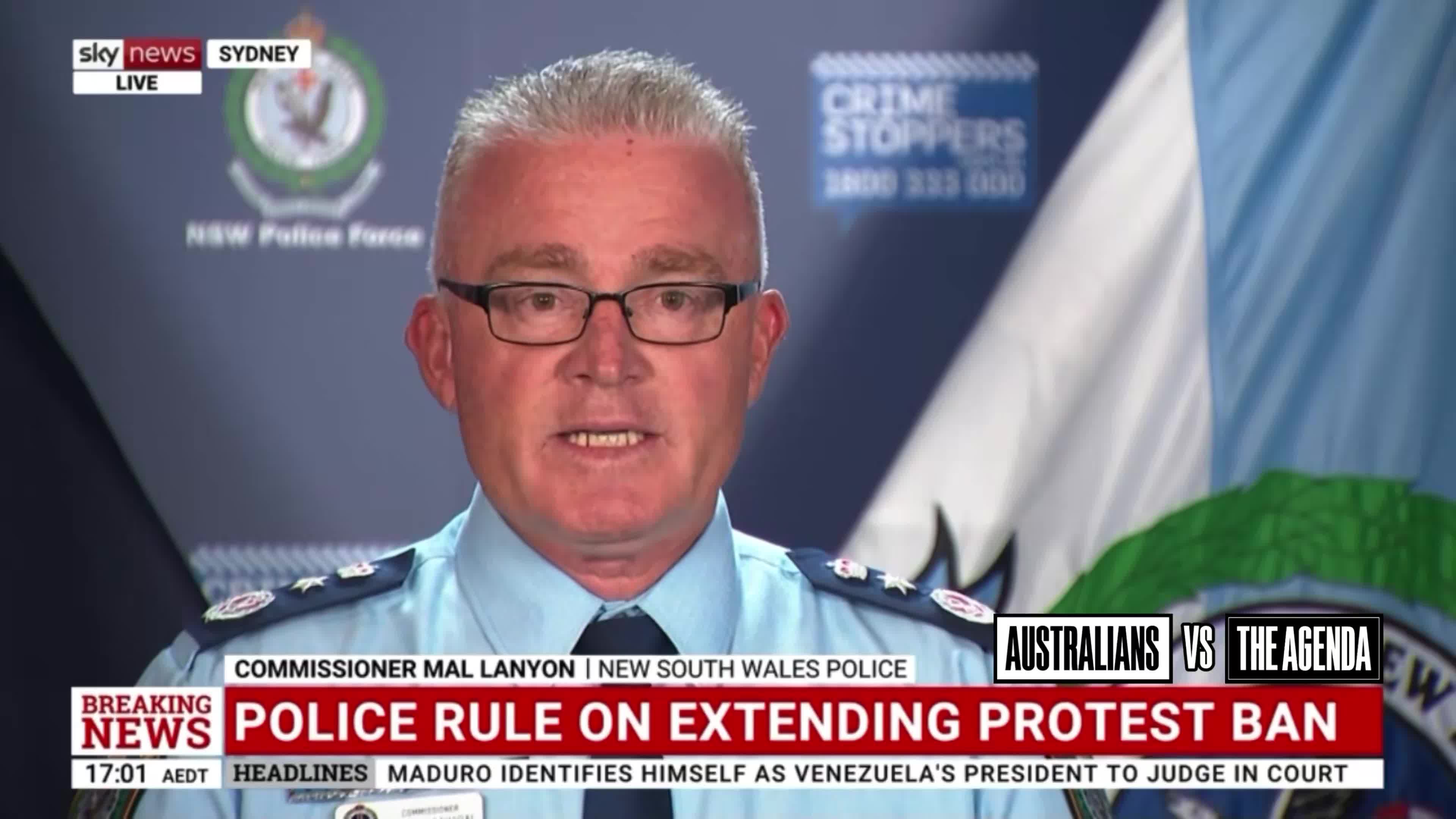 NSW Police Commissioner Mal Lanyon says that while he has decided to extend the ban on police approved protests, it does not mean he is trying to restrict free speech.