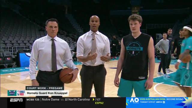 Kon Knueppel joins NBA Countdown to show @Rjeff24 and @LegsESPN how he approaches his game 🔥 Watch Cavs-Hornets NOW on ESPN and the ESPN App 📺